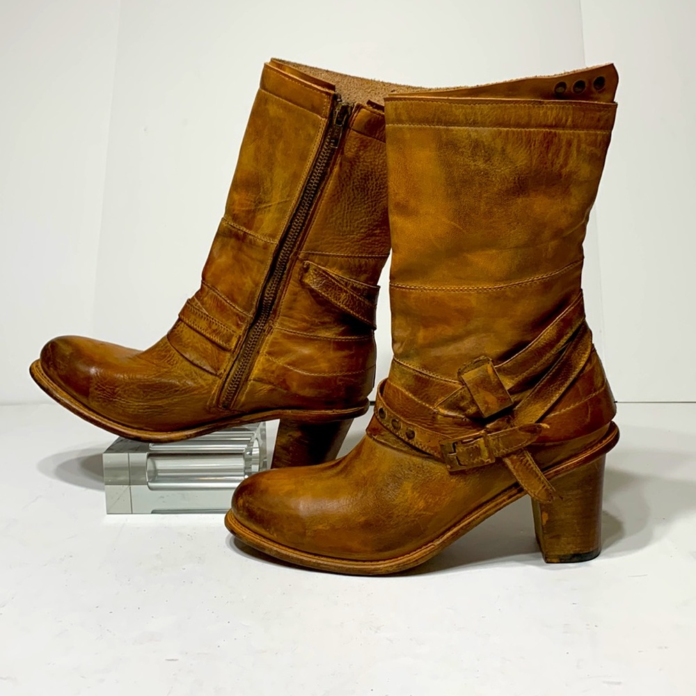 Bed Stu boot golden tan distressed wrapped